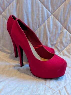 Ardene Red Suede Platform Stiletto Heels